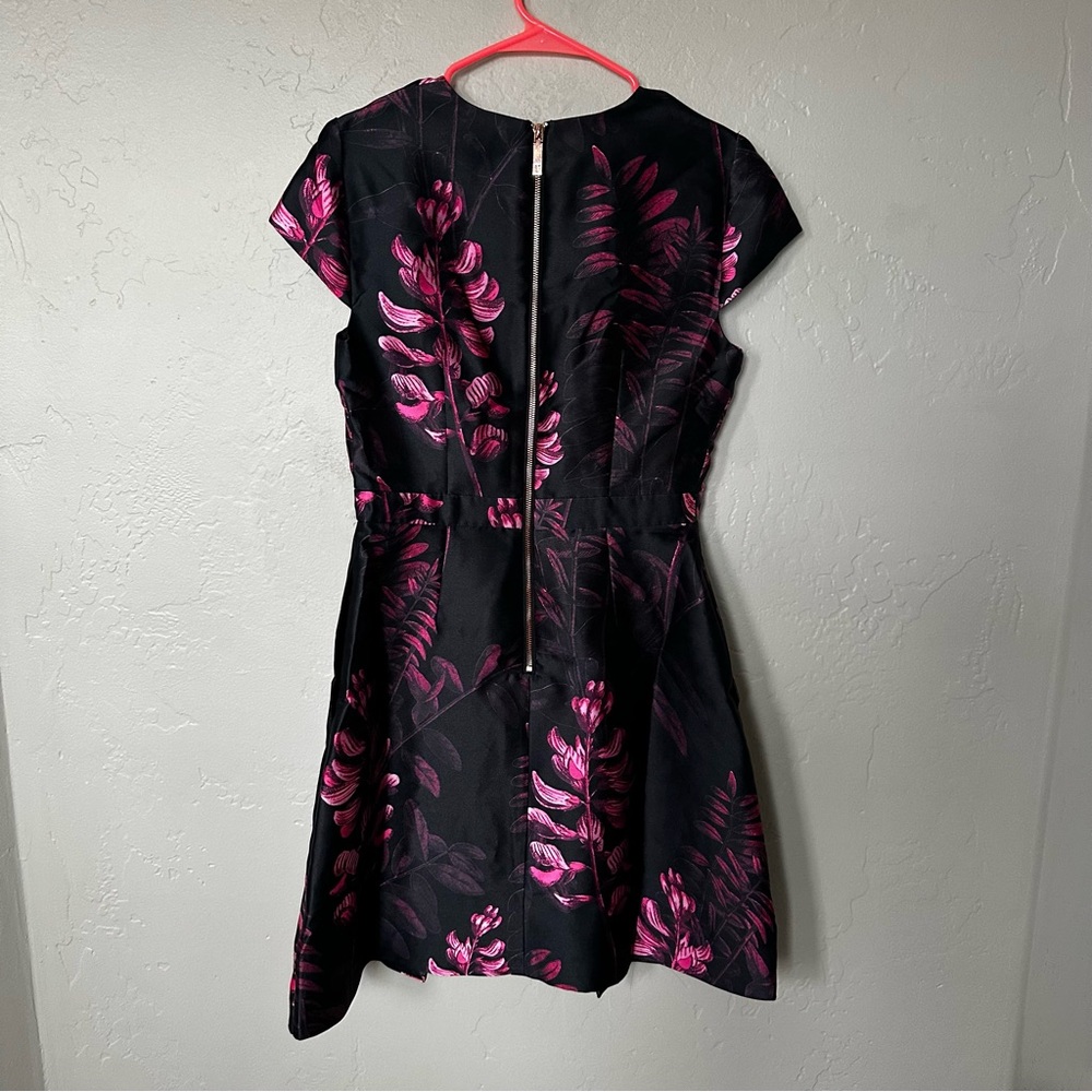Ted Baker Jebby Splendor Jacquard Dress Black Fuschia Floral - Picture 5 of 13